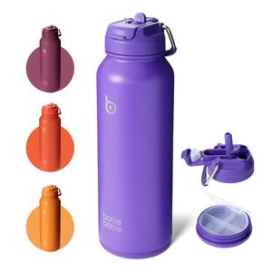 BOTTLE BOTTLE Insulated Water Bottle with Straw 1180ml(40oz) Sports Stainless Steel Water Bottles with Handle Lid Outdoors Drink Flask for Pills