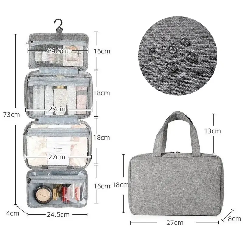 Travel Toiletry Bag, Large Hanging Makeup Bag Organizer for Women, Transparent Travel Cosmetic Bag with Hanging Hook for Full Size Bottles, Vacation Essentials, Medium 4