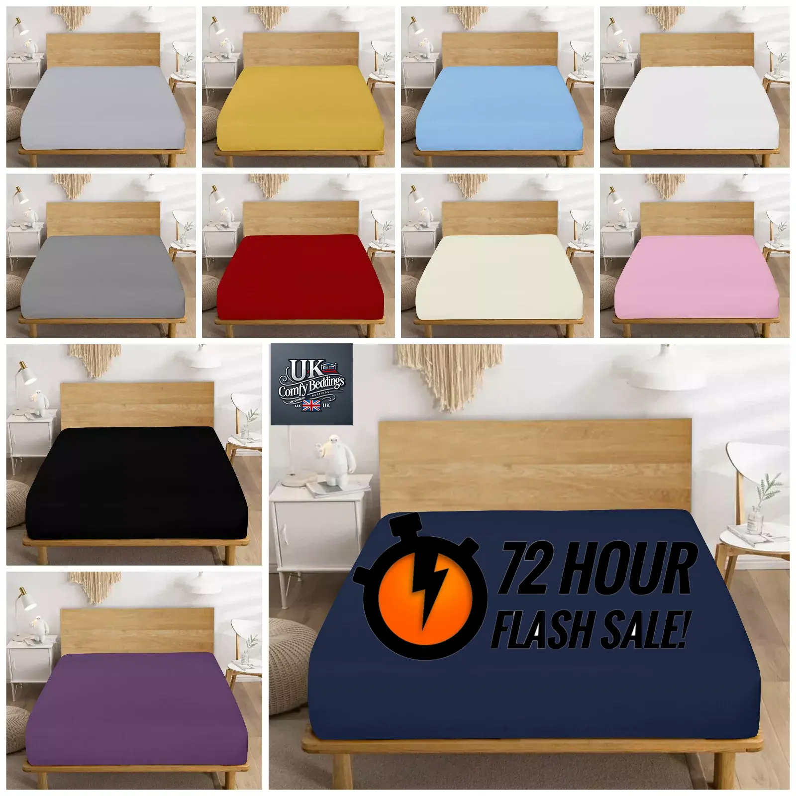 Extra Deep Fitted Sheet 100% Polycotton - Easy Care Non-Iron Super Soft 10 Inch 25cm Deep Bedsheet Around Elastic – Premium Egyptian Quality All Sizes and All Colors