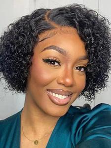 7 Inch Short Curly Wigs for Women, Gorgeous Fluffy Wigs without Bangs, Natural Looking Human Hair Wigs for Party, Daily Use, Kinky Curly Wig
