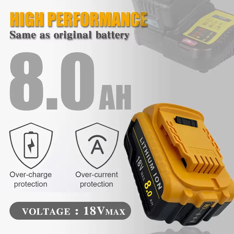 (No shipping fee)2/4PCS 8.0mAh/12.0mAh 18V DCB200 replacement battery for DCB200 DCB184 DCB180 DCB200 battery for dewalt power tools 2