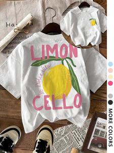 Women's Lemon & Letter  Print Round Neck Tee, Fashion Casual Short Sleeve T-shirt for Daily Wear, Ladies Clothes for All Seasons