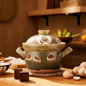 Vintage Ceramic Clay Pot, 1 Set Lidded Casserole, High-temperature Resistant Stockpot for Soup, Porridge, Rice & Slow Cooking, Easy to Clean Kitchen Stone Pot