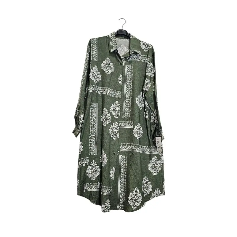 women's printed summer dress top collar button front casual wear Lightweight comfortable   Everyday modest fashion one size 2
