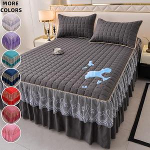 Waterproof Bed Skirt, 1 Count Lace Edge Bed Skirt without Pillowcase, Mattress Topper, Bedding Sheet for Bedroom, Mattress Protector, Comfy Bedding