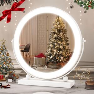 13''x13'' LED Vanity Mirror with Lights, Large Makeup Mirror with Lighting, Light Up Vanity Mirror with Brightness Dimmable & Smart Touch Control, Home Goods, 360° Rotation for Bedroom, Lighted Makeup Mirror
