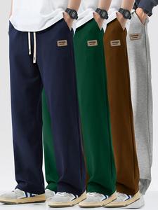 Men's Letter Print Drawstring Waist Sweatpants, Casual Comfy Loose Straight Leg Pants for Spring & Fall, Men's Trousers for Daily Wear