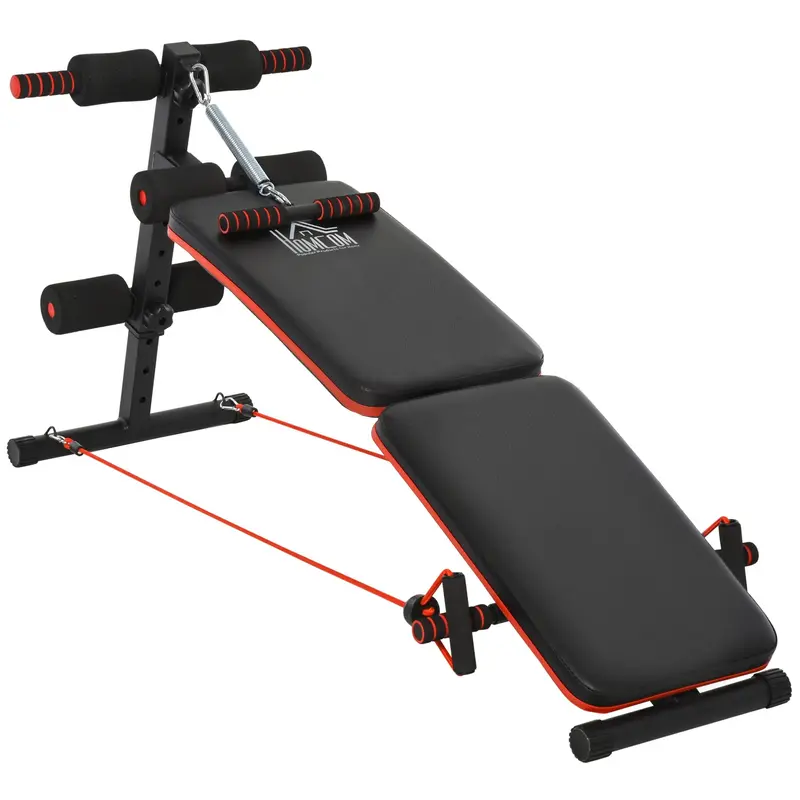Steel Foldable Home Core Workout Bench Red/Black 0