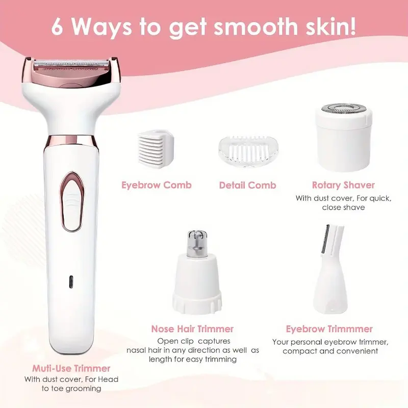 4 in 1 Electric Hair Removal Device Painless Epilator For Face Nose Legs and Underarm Bikini Trimmer Removal Shaver Cleaning Set Comfort 8