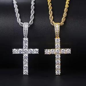 Men’s Crystal Cross on Rope Chain available in Silver & Gold