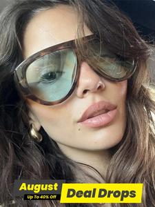 Women's Fashionable All-match Tinted Lens Sunglasses, Trendy Casual Sunglasses for Everyday Use, Fashion Accessories for Outdoor Activities, Stylish Glasses, Tortoiseshell Polarized Sunglasses