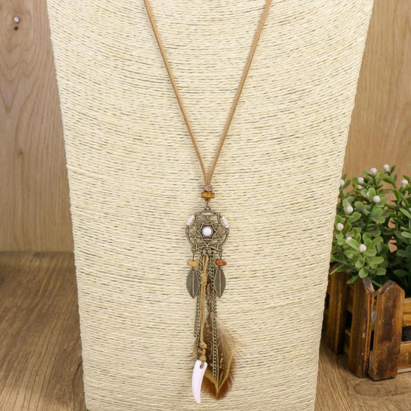 Fashion zinc alloy feather pendant necklace for women for daily, party, festival decoration 2