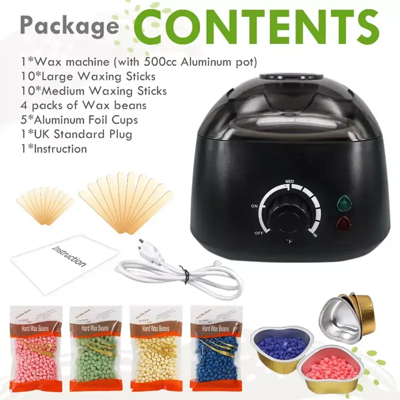 Wax Warmer Hair Removal Beauty Kit Pot Depilatory Paraffin Machine Waxing Bean 6
