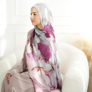 Noor The Label Modal Scarf Watercolor Floral Hijab Ultra Soft Lightweight Breathable Elegant Modest Fashion Essential Trendy Stylish Headscarf for Work Casual Wear & Special Occasions 70*180cm All Seasons