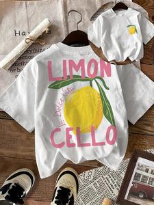 Women's Lemon & Letter Print Round Neck Tee, Fashion Casual Short Sleeve T-shirt, Ladies Summer Clothes for Daily Wear, Top