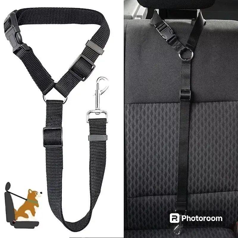 Pet Dog Adjustable Travel Seat Belt Car Safety Harness for Dogs, Crash Tested Dog Seat Belt Lead and Restraint Strap, Secure and Comfortable Car Travel Accessory for Small Medium Large Dogs, Puppy Car Seat Belt, Nylon Dog Car Harness, Dog Travel Gear