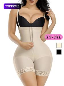 Women's Plain Contrast Lace Zipper Front Shapewear Romper with Detachable Adjustable Strap Design, Adjustable Hook & Eye Closure Bodysuit, High Waisted Tummy Control Body Shapewear for Daily Wear