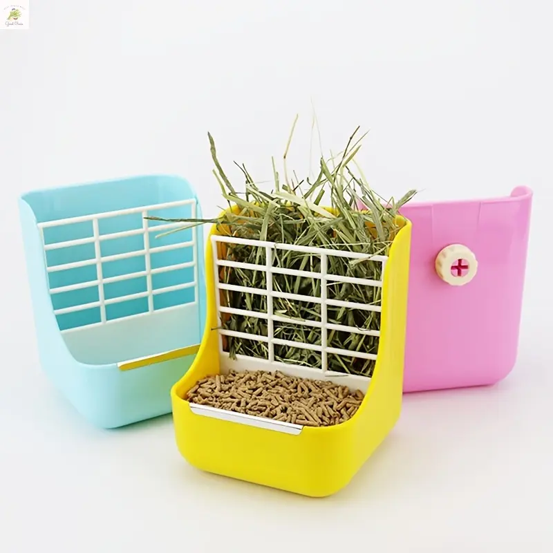 Good Oasis  2-in-1 Hay Feeder Designed for Small Pet Cages - An Ideal Plastic Feeder for Rabbits, Guinea Pigs, Chinchillas and Similar Small Animals.