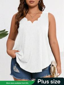 【Plus Size】 Solid Color Tank Top, Minimalist Casual Sleeveless Top for Summer, Women's Plus Clothing for Daily Wear, Womenswear, Tank Top Blouse
