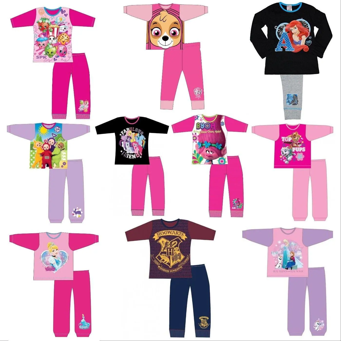 Girls Character Pyjamas Long Sleeve Top & Bottoms Set