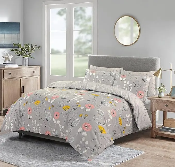 Luxury Hotel Quality Reversible Duvet Cover Set – 100% Soft Fluffy Microfiber Floral Bedding with Pillowcases  – Double, King, Super King Sizes – Cozy, Comfy, Easy Care 3