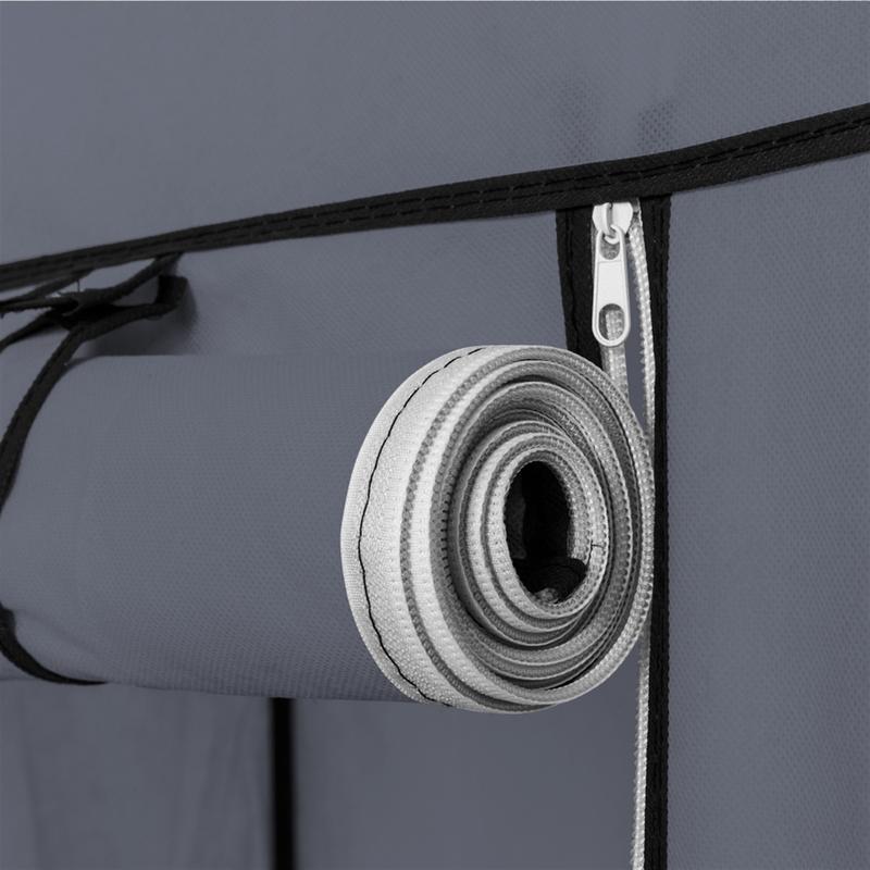 Portable Clothes Closet Non-Woven Fabric Wardrobe Double Rod Storage Organizer - Gray Racks 3