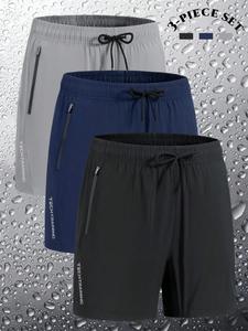 Men's Solid Color Zipper Pocket Shorts, Regular Fit Breathable Quick Drying Shorts, Casual Comfy Shorts for Summer, Men's Bottoms for Daily Wear