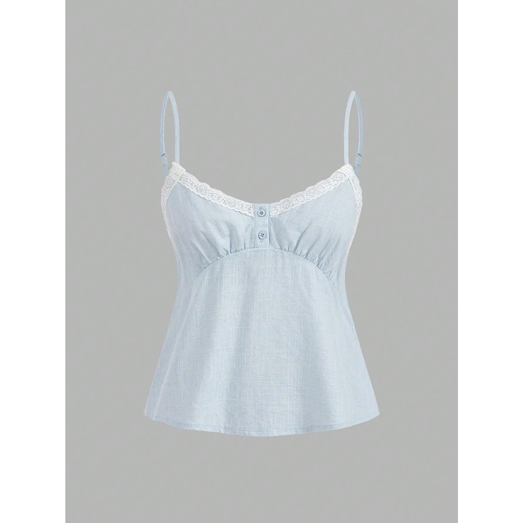 Women's Lace Patchwork Cami White Top Spaghetti Strap