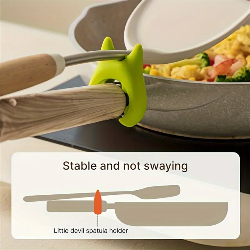 3-Piece Set of Silicone Kitchen Utensils with Non-Stick Spatula & Slotted Turner, Wooden Handles, and Silicone Resting Spoon Holder - Essential Cooking and Baking Tools for Home Kitchen 6