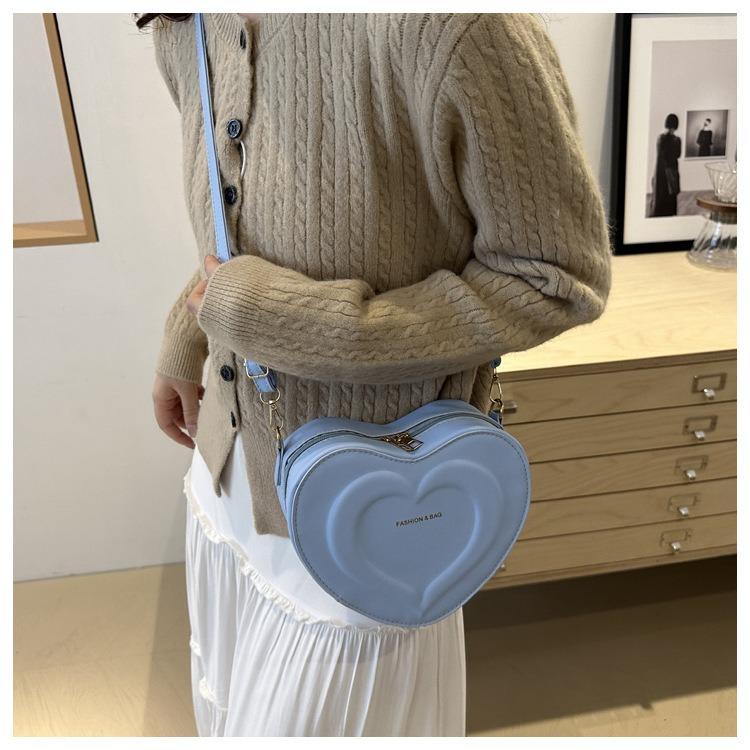 Product Introduction of 2025 New Candy Color Heart Shape Woman's Bags Fashion Korean Style Lady's Shoulder Bags PU Leather Crossbody Bags 3