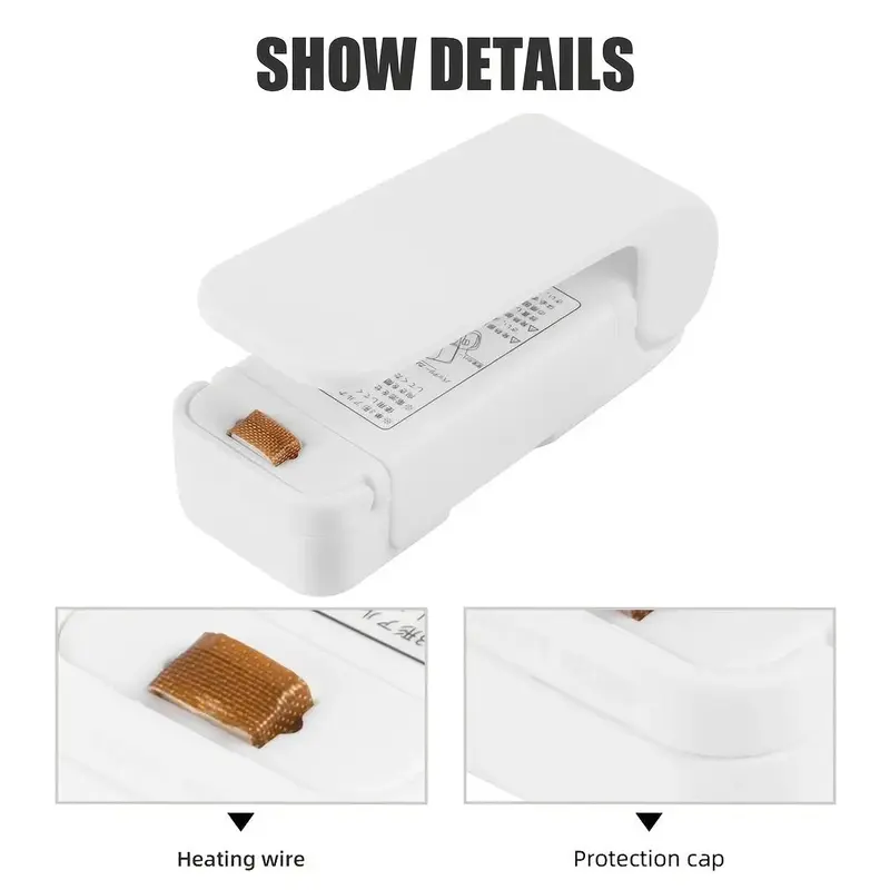 Portable Mini Bag Heat Sealer – White Home Food Storage Sealing Clip 3