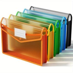 Expandable File Folder, 5 Counts Colorful Large Capacity File Folder with Button Closure, Durable File Organizer for Letter & A4 File, Office Supplies