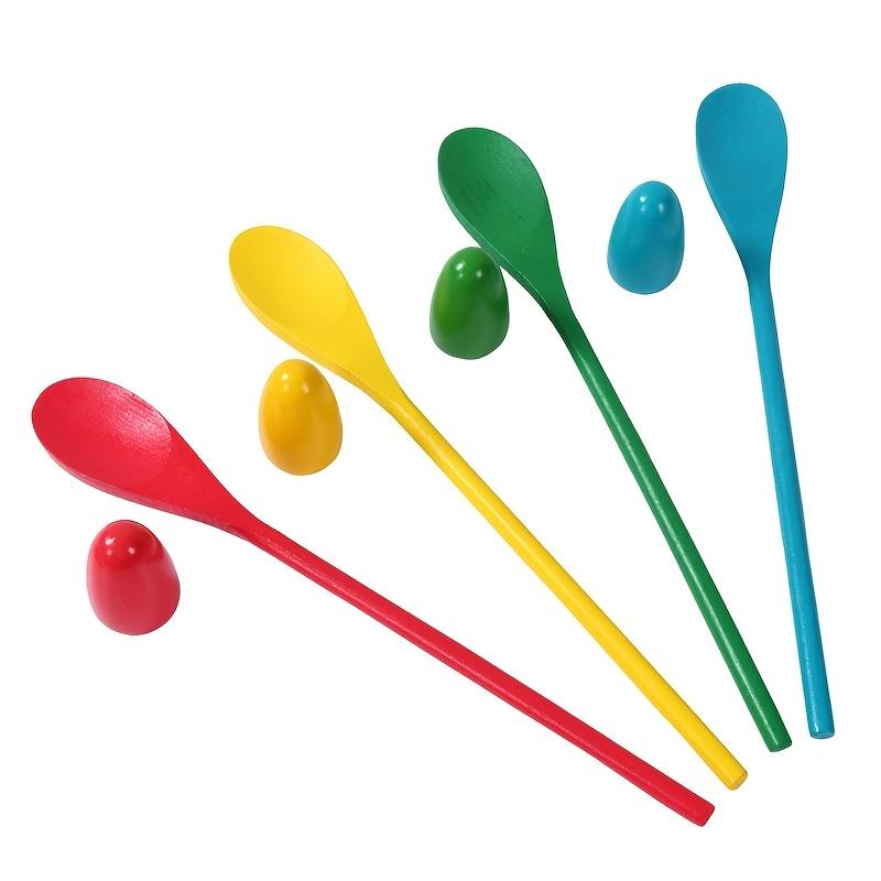 4 Sets Wooden Balance Spoons - Easter Egg Spoon Race Game Set for Party Decorations, Outdoor Fun Games, and Party Gifts, Party Supplies 5