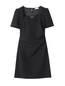 1 piece plus-size short-sleeved solid color body-con summer dress, elegant slimming with hidden belly coverage & refined temperament for women.