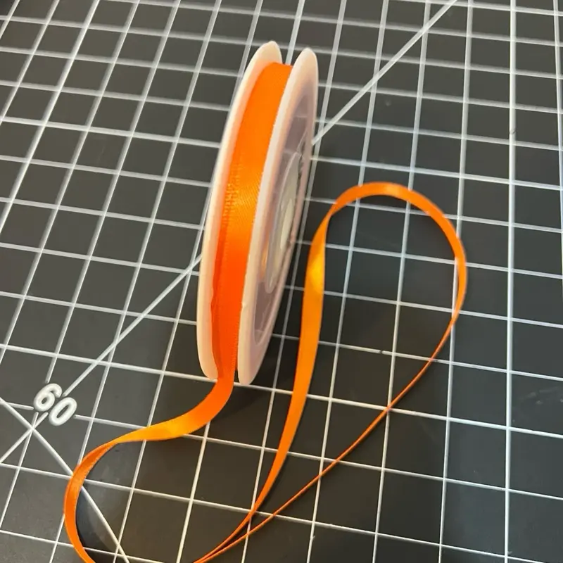 7mm Double-Sided Satin Ribbon – Orange (Colour 26) - by the metre or 25m Reel – Free UK Delivery