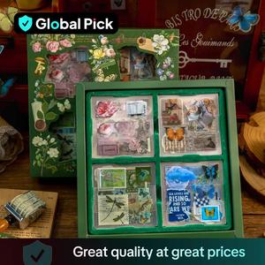 Vintage Material Paper, 100sheets/box Retro Handbook Background Paper, DIY Decorative Sticker For Creative Scrapbooking & Journal Making, Valentine's Day Gift, Crafting Kit