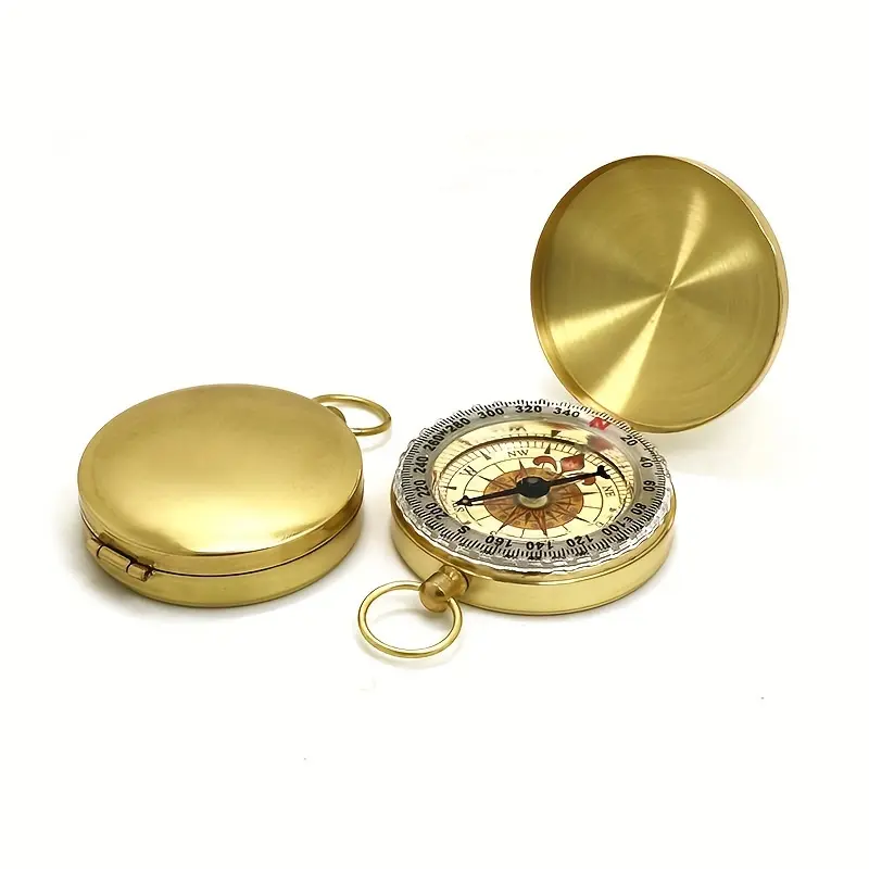 1pc Pocket Luminous Compass - Durable Portable Brass Compass Navigation Tool for Camping, Hiking & Outdoor Adventures Survival Emergency Tool 4