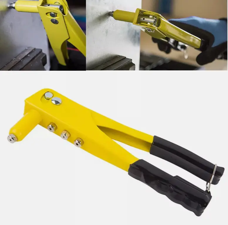 Heavy Duty Hand Pop Rivet Gun Tool Kit + 380PCS Assorted Rivets + 4 Nozzle Head 4