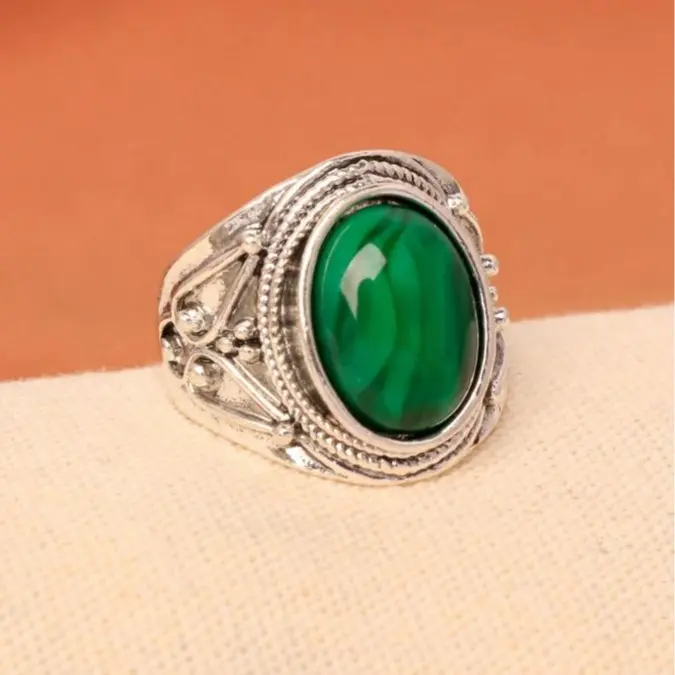 Men's Ring, Vintage Silver Alloy Plated Tiger Eye Stone Ring, Vintage Holiday Style Stone Ring, Multiple Color Options 6