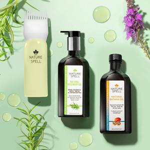 Nature Spell Batana & Rosemary Hair Nourishment Set with Pre-Diluted Oils Applicator & Pump for Scalp & Hair Health