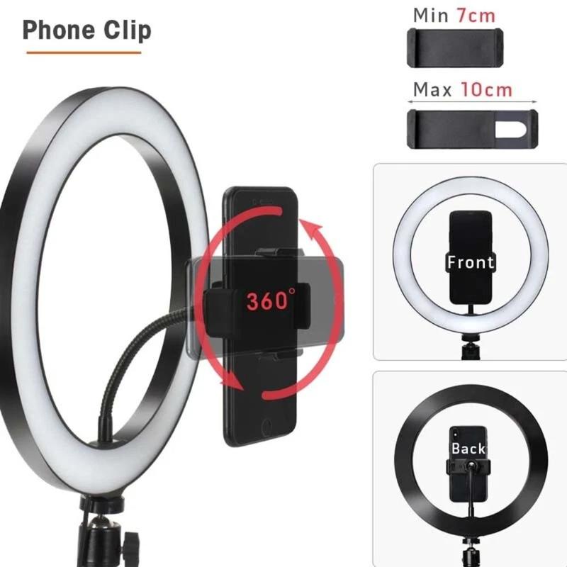 12'' LED Selfie Ring Light with 1.7M Tripod Stand Cell Phone Holder Makeup Live - Perfect for Photography - Camera Cellphone Adjustable Smartphone 6