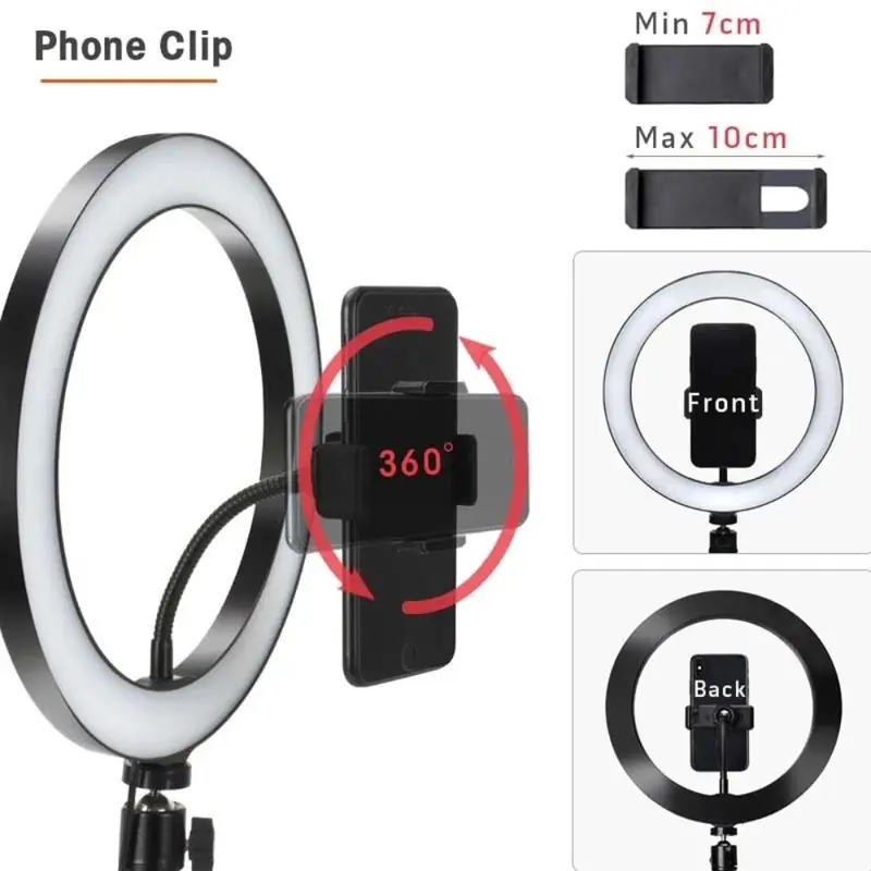 12'' LED Selfie Ring Light with 1.7M Tripod Stand Cell Phone Holder Makeup Live - Perfect for Photography - Camera Cellphone Adjustable Smartphone 5