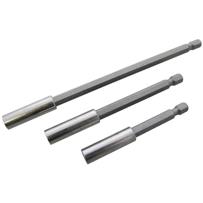 3pc MAGNETIC SCREWDRIVER BIT HOLDER SET - DRILLS 3" (75mm) 4" (100mm) 6" (150mm) 1