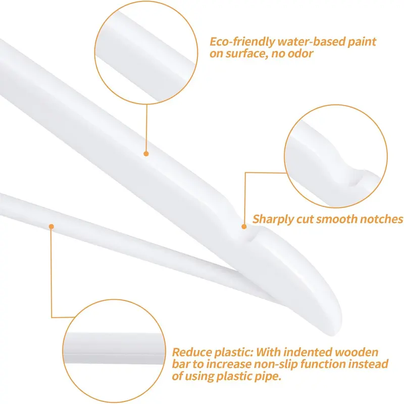 Wood Suit Clothes Hangers, 10-Pack, 44 cm, White 1