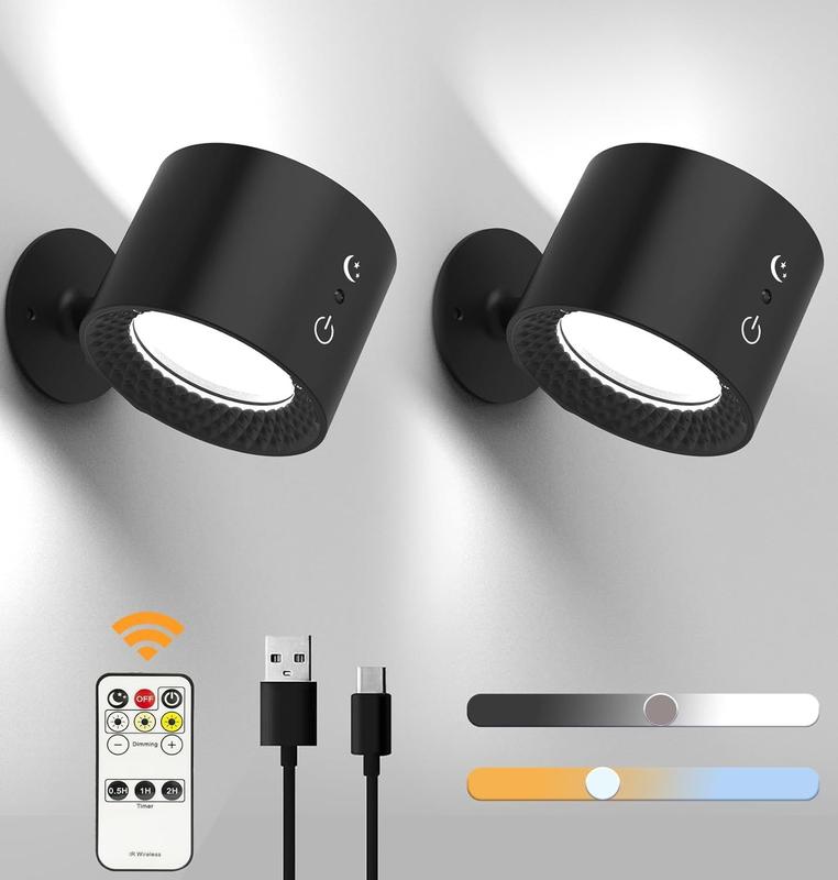 USB Rechargeable Smart LED Wall Light, 1/2 Counts RGBNlight Light with Remote Control, 360° RotatableSpotlight for Bedroom, Bedslde, Display Wall, Cabinet,Hallway, Game Room 6