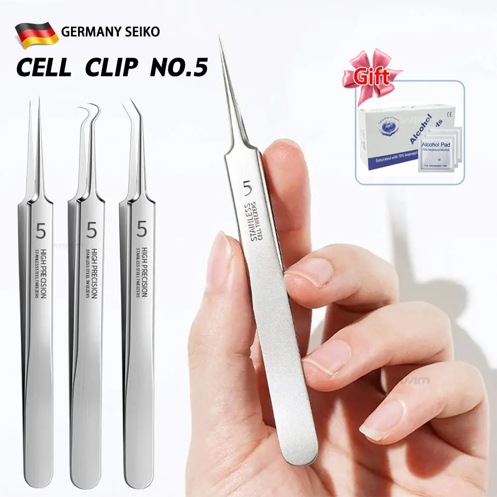 German Ultra-fine No. 5 Cell Pimples Blackhead Clip Tweezers Beauty Salon Special Facial Pore Cleaning Acne Wart Skin Care Tools
