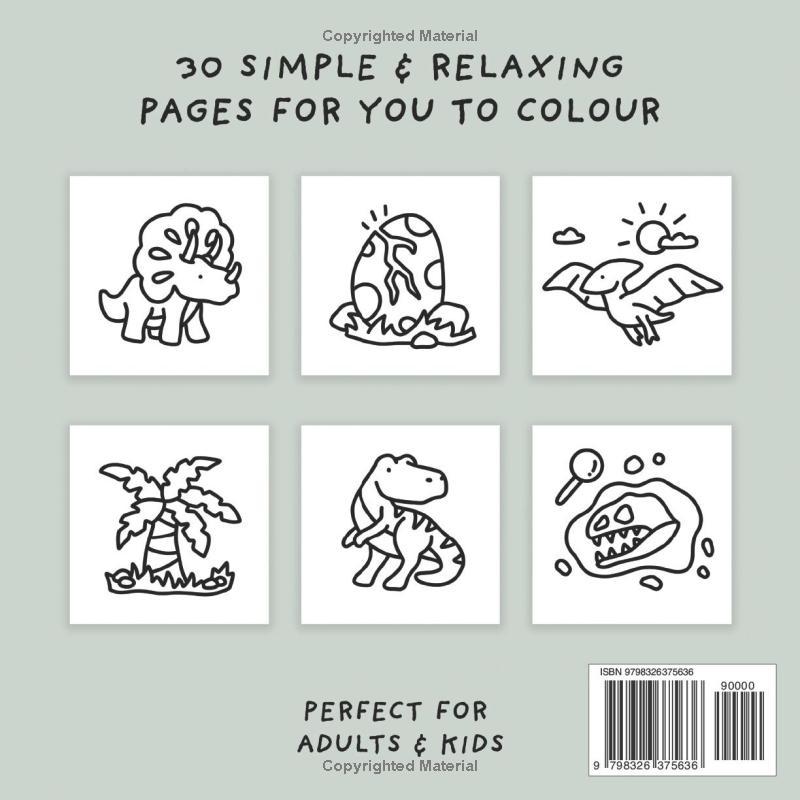 Cute Dinosaurs Colouring Book (Simple and Relaxing Bold Designs for Adults & Children) (Simple and Relaxing Colouring Books) 3