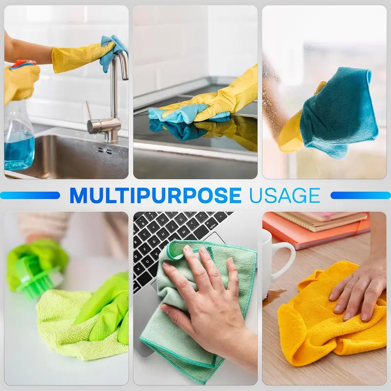 Microfiber Cleaning Cloth - Super Absorbent Lint Free Microfibre Cloths Cleaning for Home, Kitchen, Surface, Mirrors, Bathrooms, Motorbike, Car 3