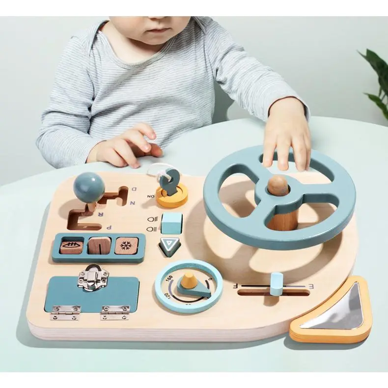 Early Childhood Education Wooden Steering Wheel Toys Parent-child Interaction Learning Driving Puzzle Toys Early Learning Aids 6