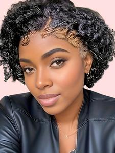 6 Inch Short Curly Wigs for Women, Gorgeous Fluffy Human Hair Wigs without Bangs, Human Hair Wigs for Party, Daily Use